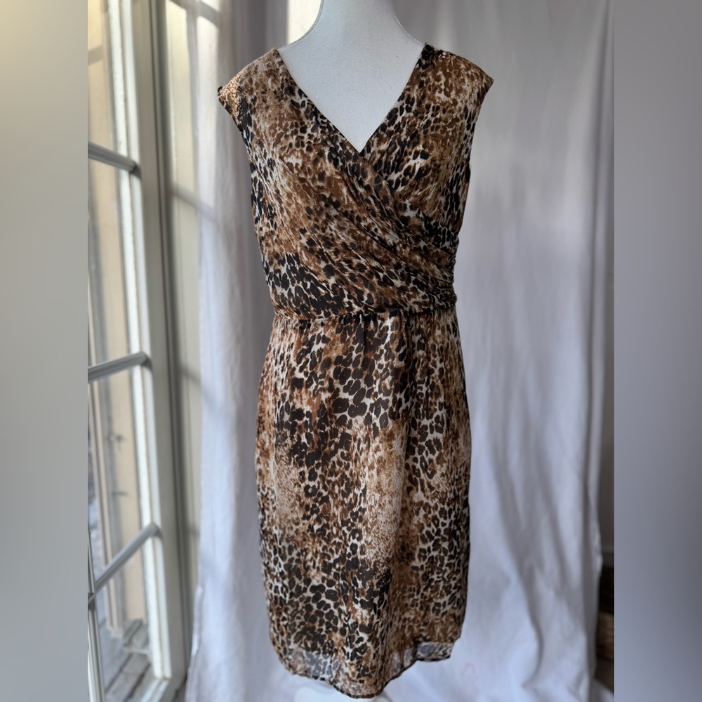 Brown Leopard Print Midi Dress